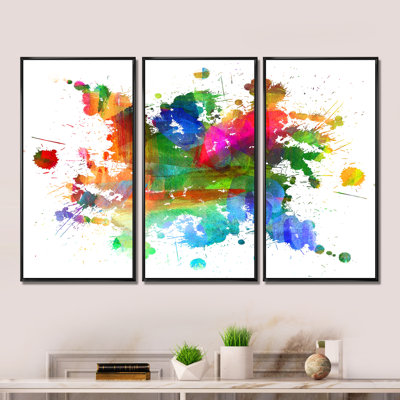 Splash of Colours - 3 pièces, cadre flottant, impression sur toile