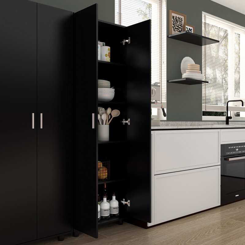 Garage Storage Cabinet With Doors And Adjustable Shelves, Black