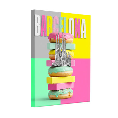 Scenic & Cityscapes Barcelona Donuts And Cathedral Art Print