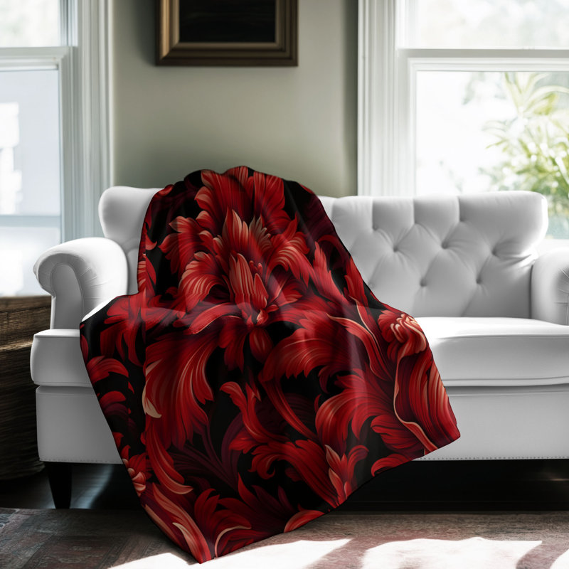 Ornement rouge - couverture en sherpa de qualité supérieure 1 pièce, L 60 po x l 50 po