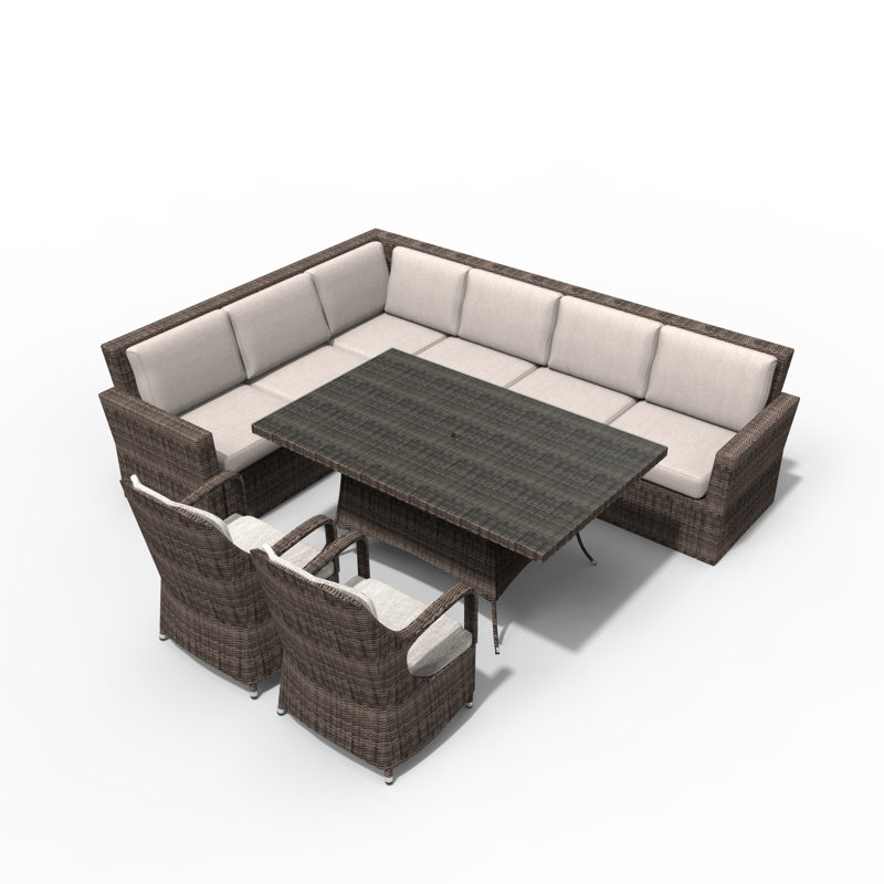 Algird Wicker 8 - Person Patio Conversation Set with Cushions