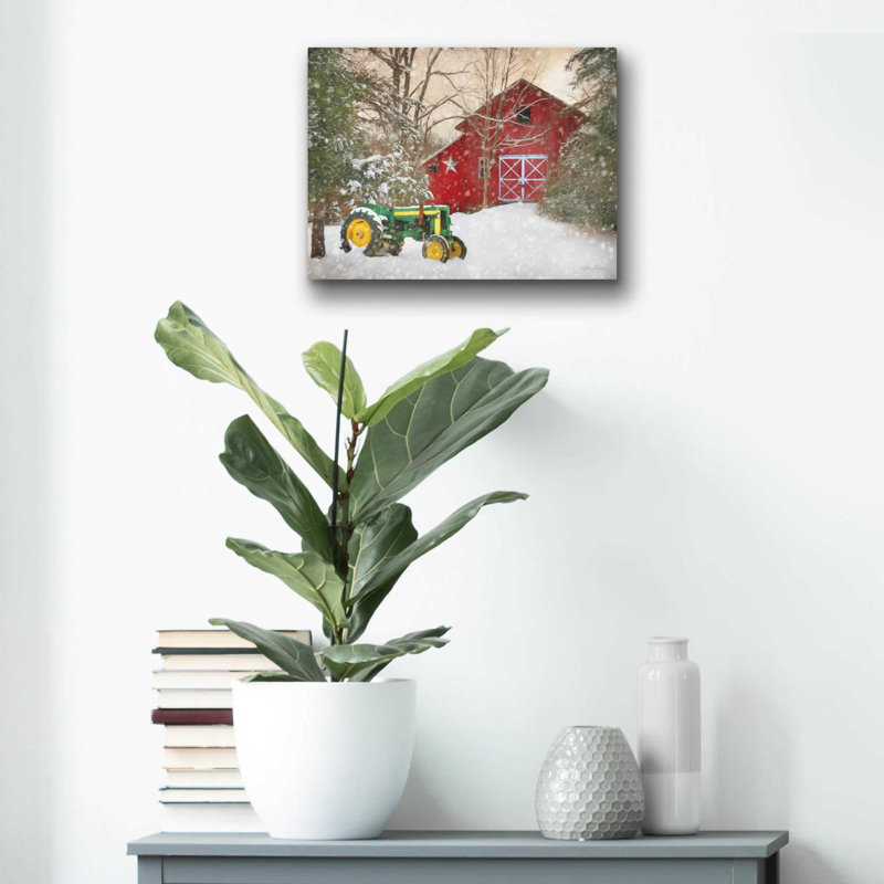 «Winter at the Barn» par Lori Deiter, art mural en verre acrylique, H 12 po x l 16 po x P 0,13 po