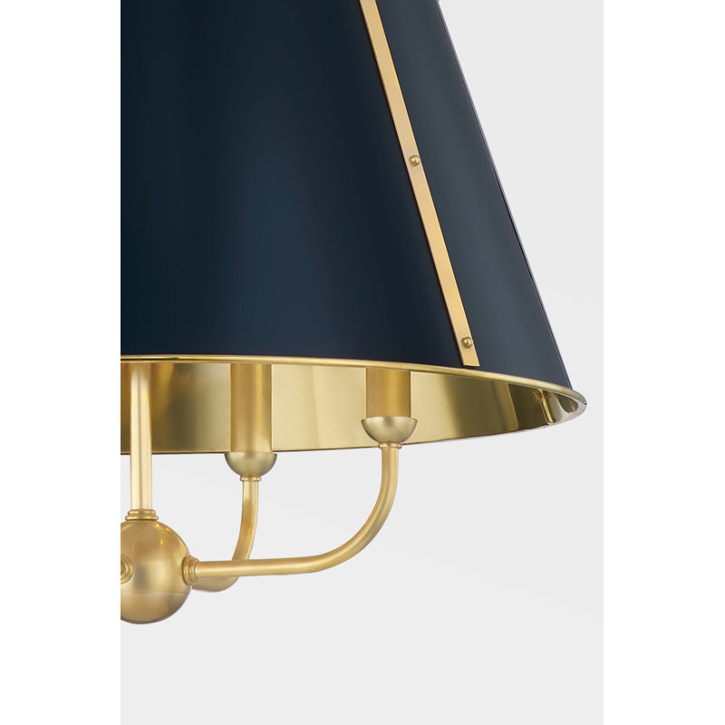 Cambridge 4 Light Chandelier By Mark D. Sikes, Aged Brass/Darkest Blue