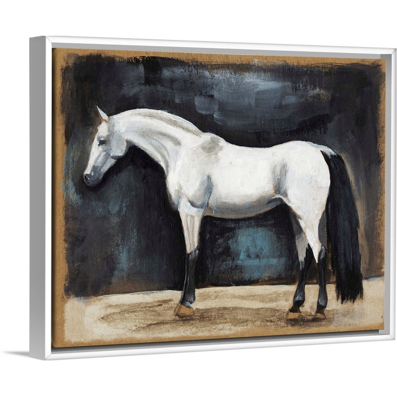 Équitation, art mural sur toile VI, H 13 po x l 16 po x P 2 po, Toile avec cadre blanc