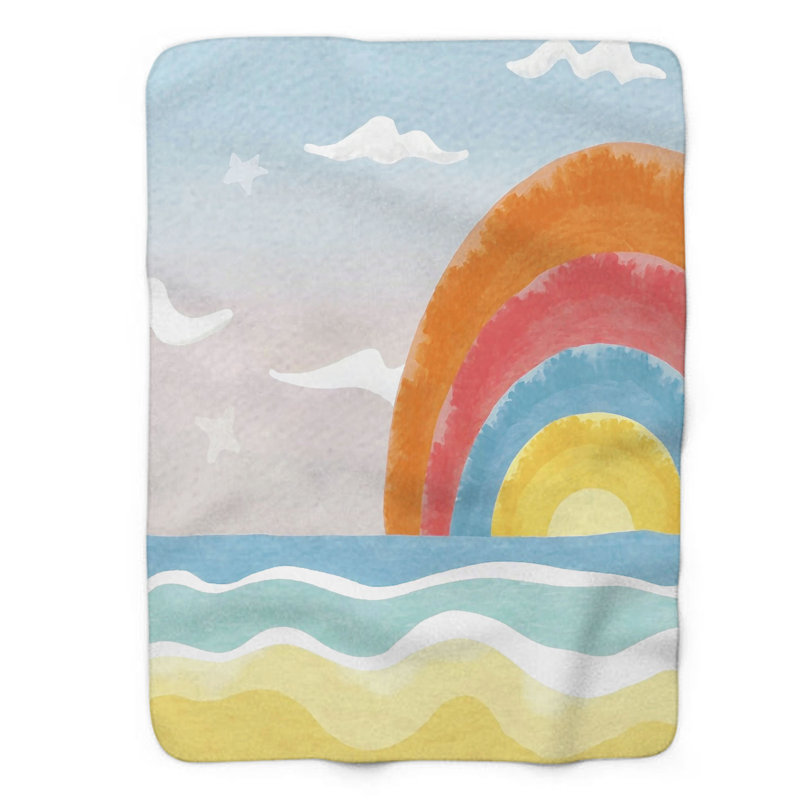Jeté Sherpa Beachside Pastel Serenity - 1 pièce Premium, L 60 po x L 80 po