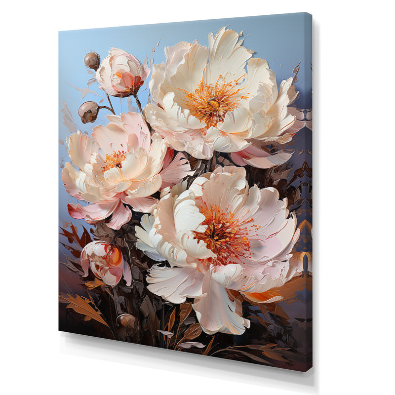 Art pivoines roses III - reproduction d'art sur toile, Toile tendue, H 40 po x l 30 po x P 1,5 po