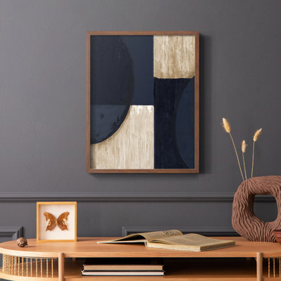 Navy Reflections Framed Print - Solid Wood