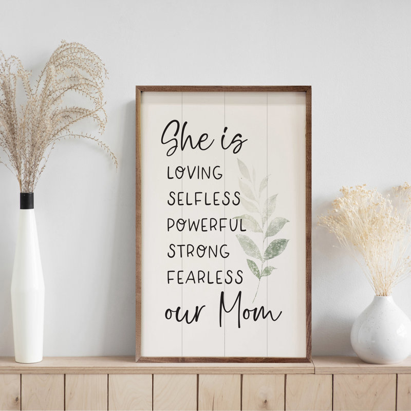 She Is Our Mom Greenery White, 24" H x 16" W x 1" D
