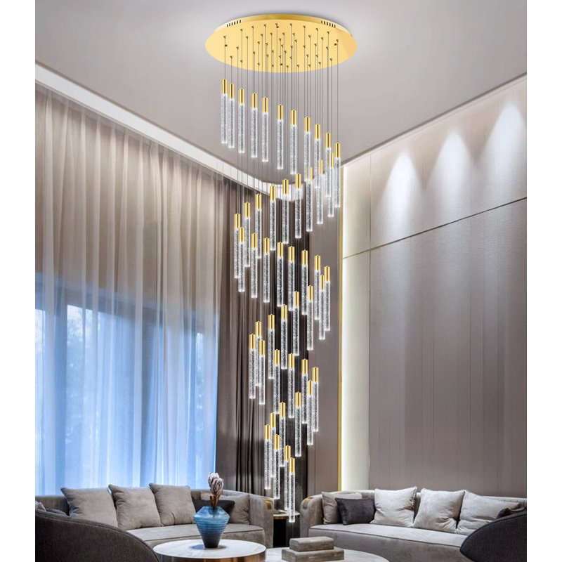 Lustre en cristal, Doré, 48, H 236 po x l 31,5 po x P 31,5 po