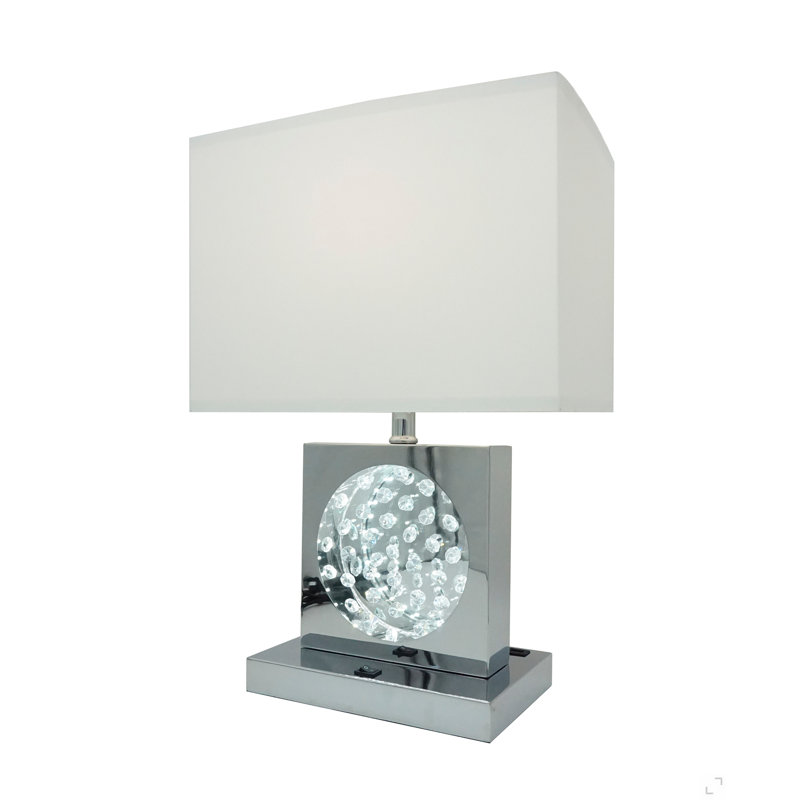 Abat-jour rectangulaire en cristal 1pc, Metal, Doré, 9.5" H x 9.75" W x 9.75" D
