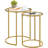 Baina 23.5"H Round Nesting End Table Set with Metal Frame-1715767582