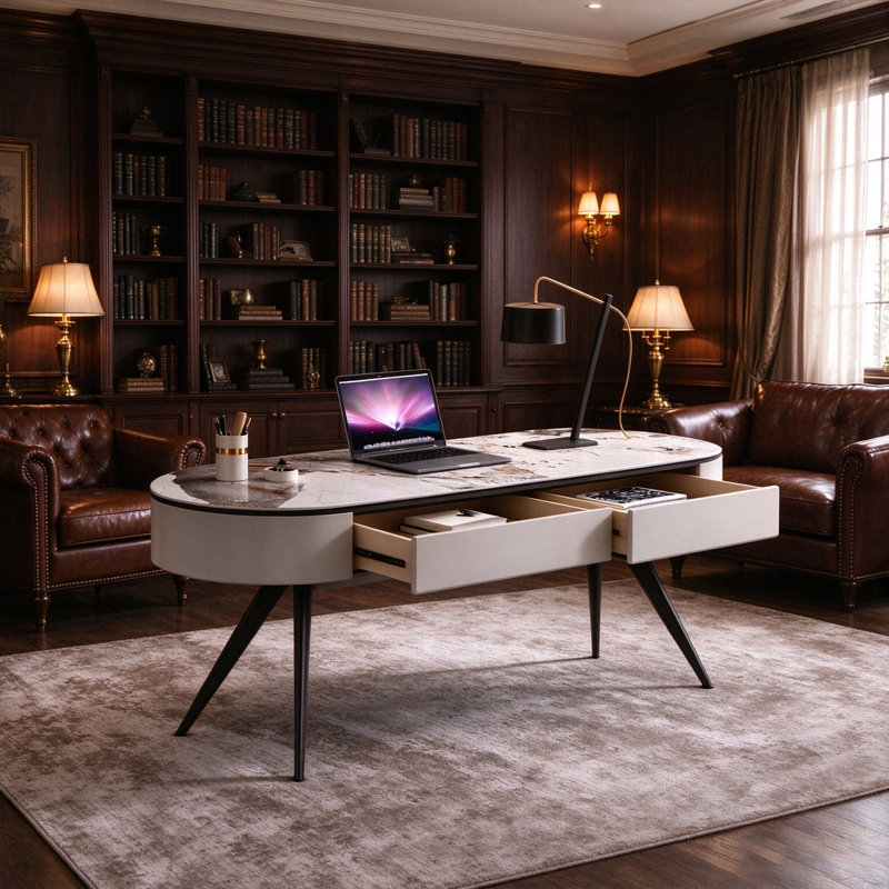 Oval Stone Writing Desk