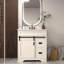Meuble-lavabo simple 30 po avec lavabo, meuble-lavabo de ferme avec comptoir en céramique et porte de grange coulissante, 2 tiroirs, blanc