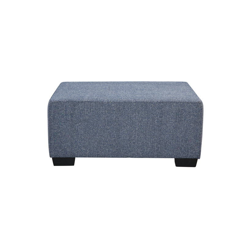 Natashah Upholstered Ottoman, Blue Polyester Blend