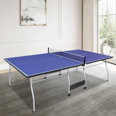 8ft Table Tennis Table, Mid-size Ping Pong Table Set Compact And Portable With Accessories