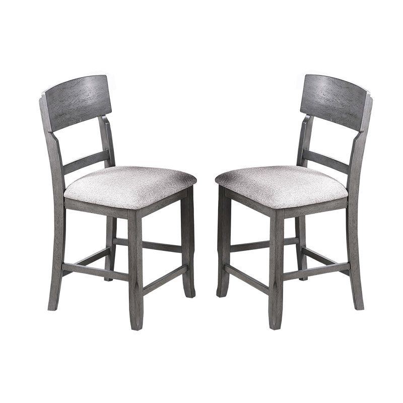 Gris de tissu à 2 dossiers - chaises hautes de salle à manger pour une salle de détente moderne avec siège rembourré confortable