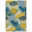 Tapis d'intérieur / extérieur à motif de feuilles tropicales Coastal, motif botanique bleu et jaune-1316547811