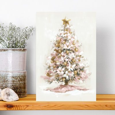 Arbre de Noël doré contemporain, poinsettia doré