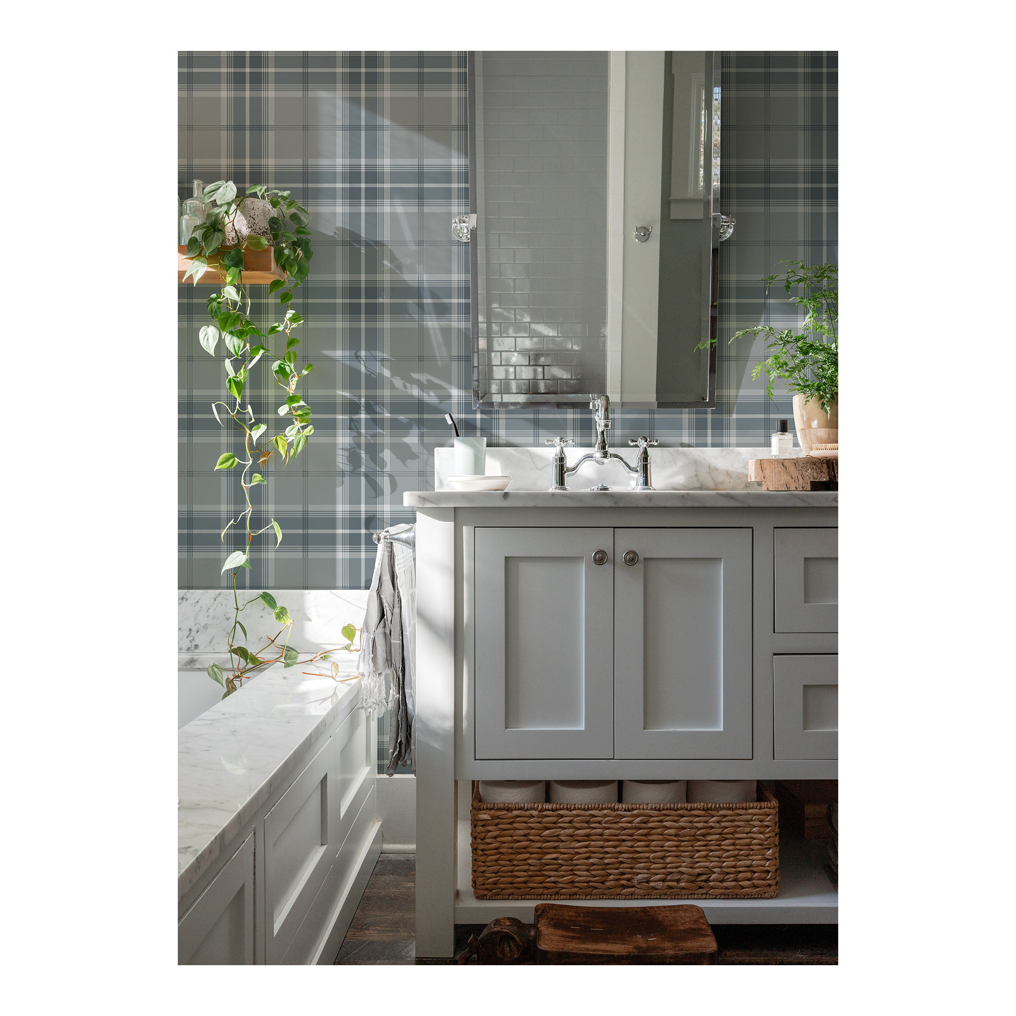 Plaid Wallpaper, Blue