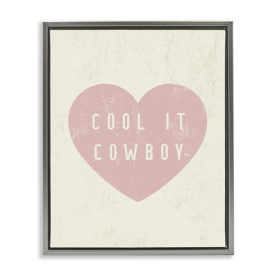  Cool It Cowboy Heart Framed Floater Canvas Wall Art by Daphne Polselli
