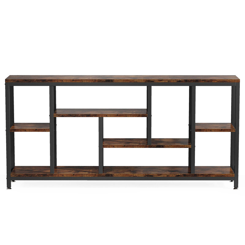 70.9 Inch Extra Long Industrial Console Table With 3-Tier Storage Shelves, Narrow Sofa Table For Entryway And Hallway, Rustic Accent Furniture