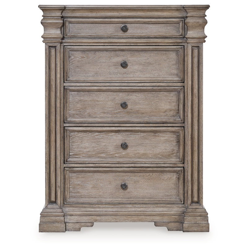 Traditional Brown 5-Drawer Chest with Dovetail and Ball Bearing Glides
