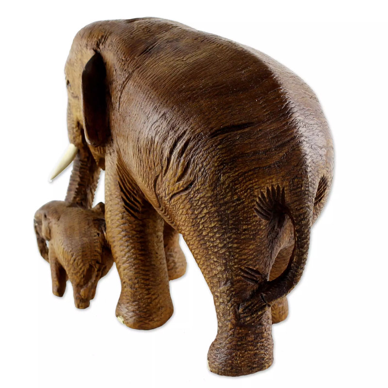 Love and Care Teakwood Sculpture, Brown, Left
