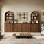 Garde-manger modulaire moderne Monos avec tiroirs, meubles bas à portes à charnières et armoires hautes cintrées, noyer-583802454