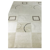 Super Tibetan hand-knotted Wool/Bamboo Silk Ivory Area Rug