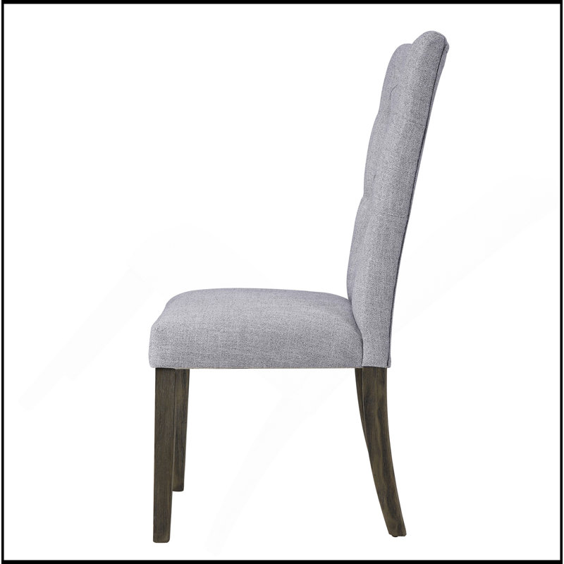 Chaise d'appoint grise et chêne gris avec boutons capitonnés (ensemble de 2)