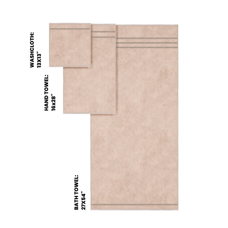 Bath Towel Set 100% Turkish Cotton Soft & Absorbent, Beige