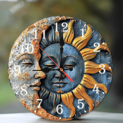 Horloge murale en bois 10 po, mouvement silencieux, à piles (piles AA non incluses), décor artistique, parfait pour les décorations