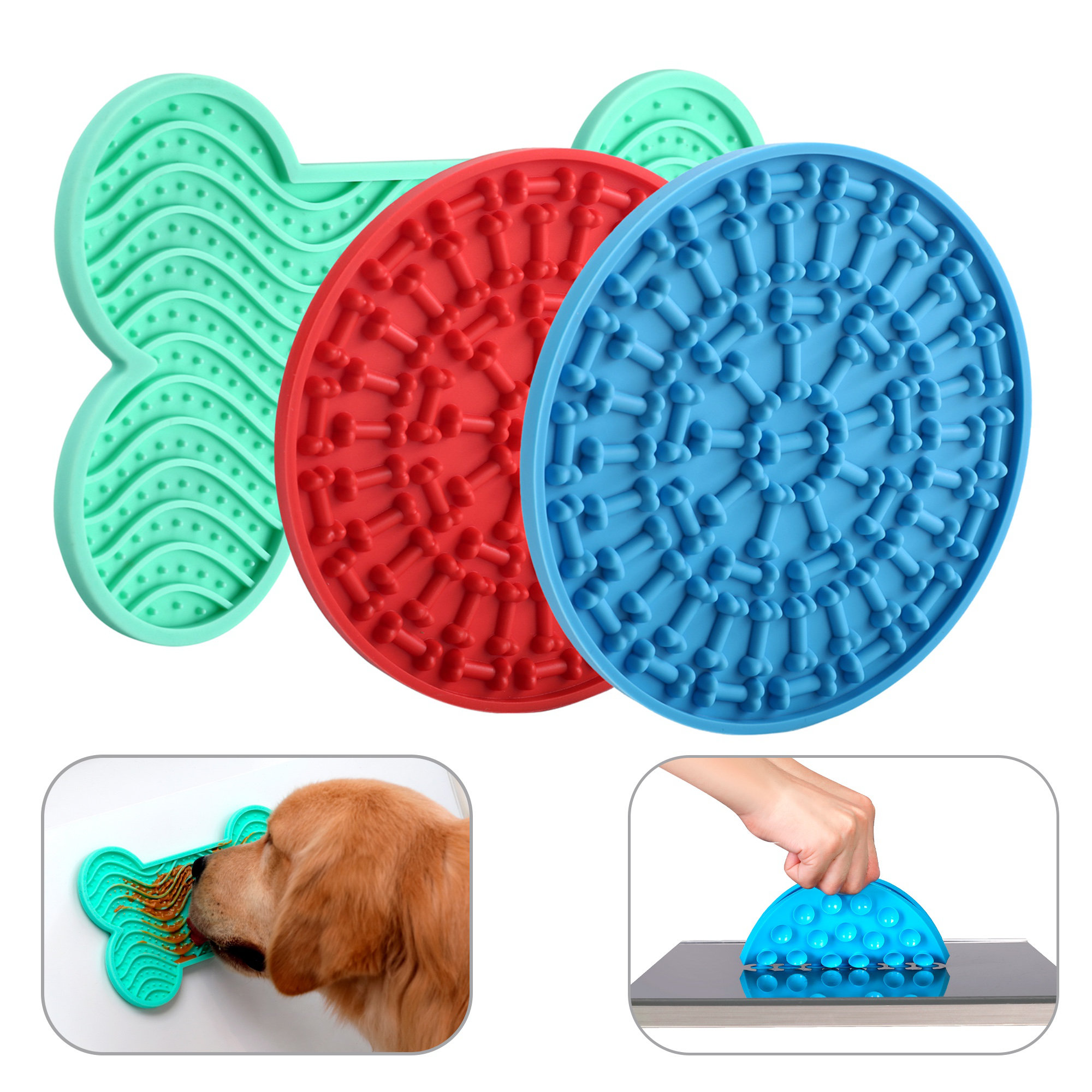 2 Silicone Slow Feeder Dog Bowl Snuffle Mat Cat Licking Puzzle Toy