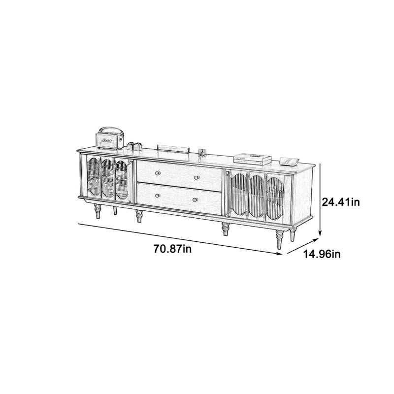 Grand meuble télé avec grand rangement, 70.87"