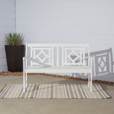 Banc d'extérieur Asmaa, banc de patio, banc de véranda, banc d'extérieur blanc