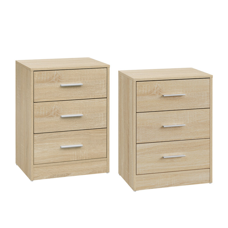 39cm W Manufactured Wood Bedside Table, Light Oak