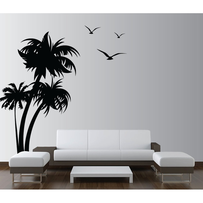 Plants & Flowers Non-Wall Damaging Wall Decal, Black