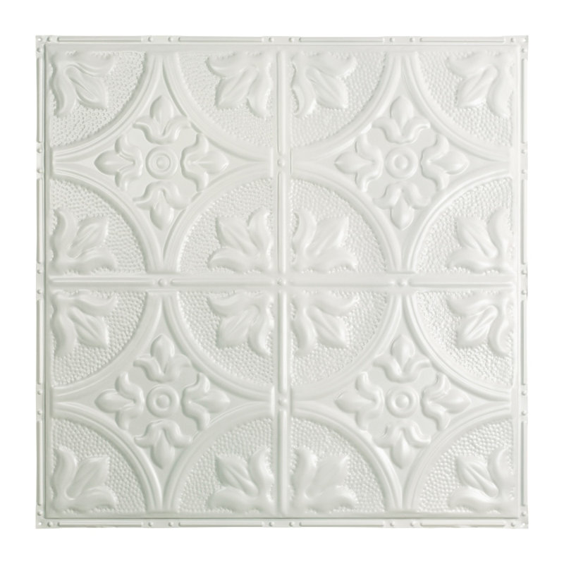 Carreau de plafond clouté 2 pi x 2 pi Great Lakes Tin Jamestown (paquet de 5), Blanc brillant