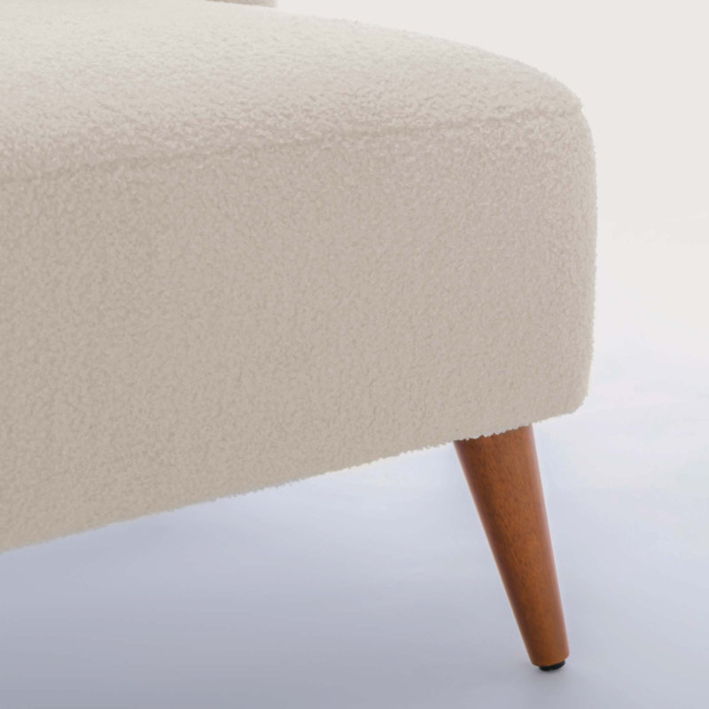 Armands Upholstered Slipper Chair, Milky White Boucle