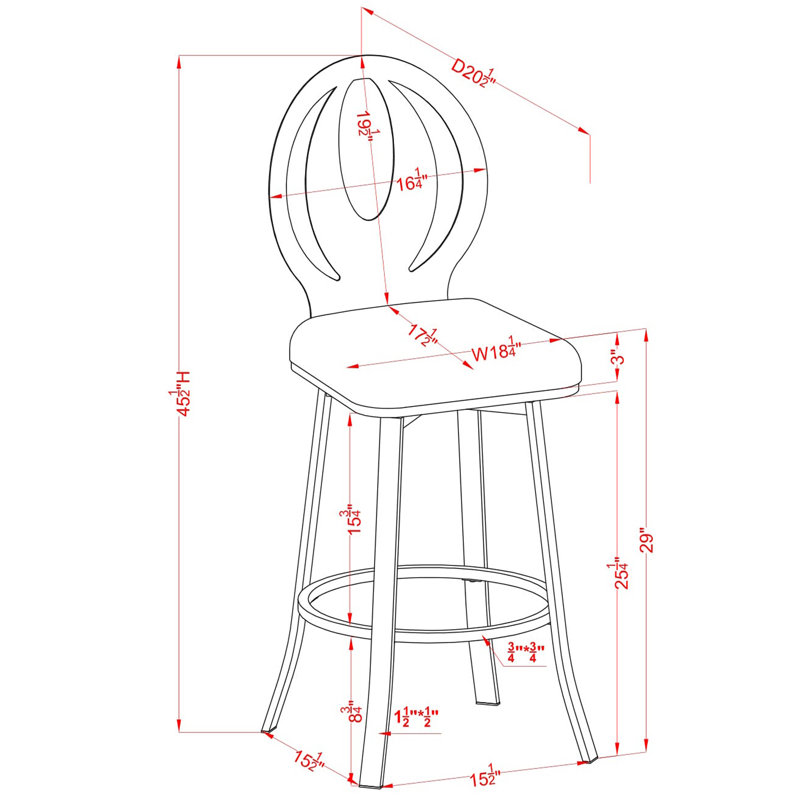 Ollis Swivel Bar & Counter Stool, Black, Bar Stool (29" Seat Height)