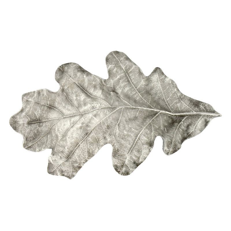 Poignée fantaisie à feuilles, Étain antique