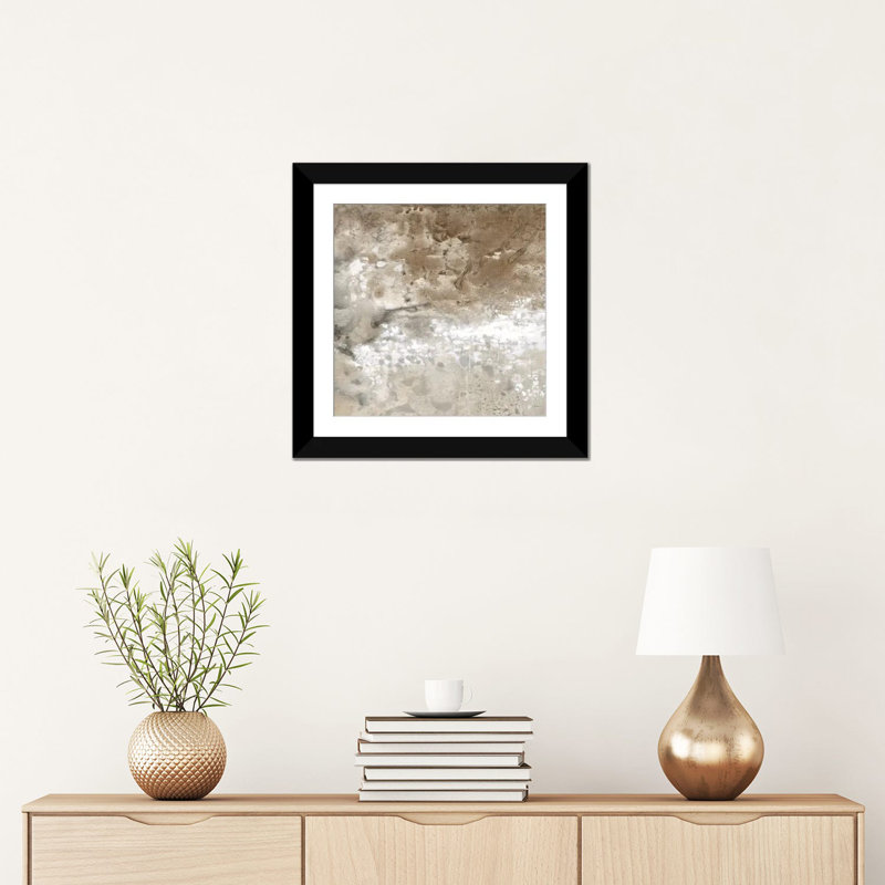 «Earthen II», reproduction sur toile, H 16 po x l 16 po x P 1 po, Papier d'art encadré noir, Blanc