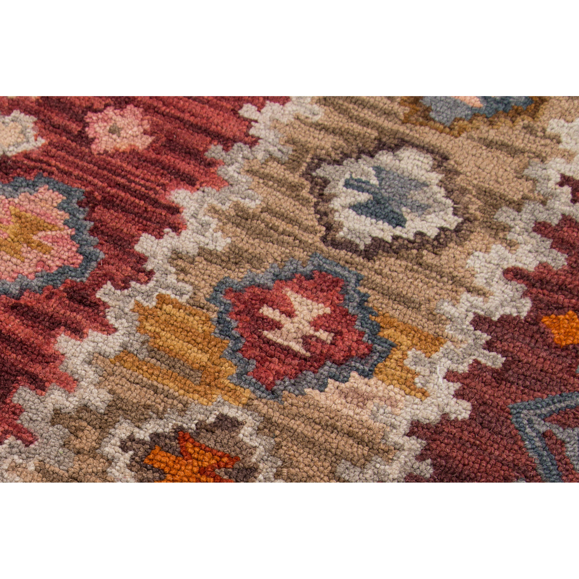 Breesport Handmade Wool Red/Beige Rug, Runner 2'3" x 8'