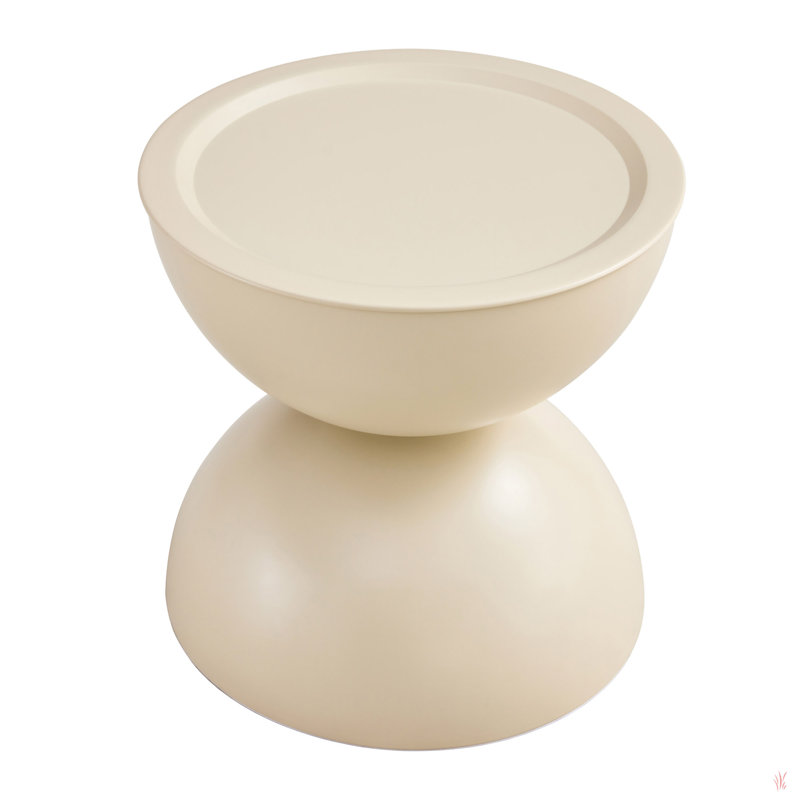 Tables basses rondes avec plateau de table d'appoint multifonctionnel STORGE, Blanc laiteux