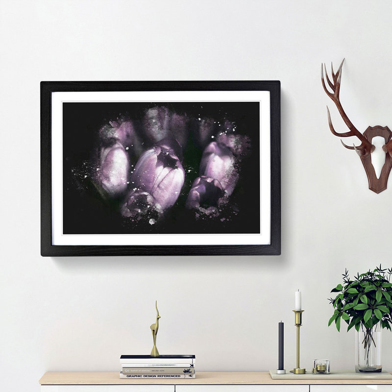 The Purple Tulips - Picture Frame Graphic Art Print, 62cm H x 87cm W x 2cm D, Black Framed