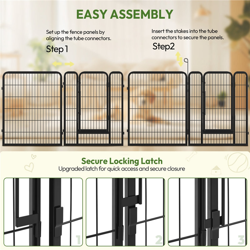 Panel Metal Exercise Pen With Door, 40" H