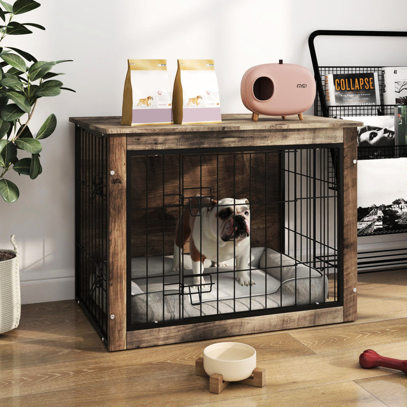 Cage pour chien moyenne en bois avec deux ouvertures
