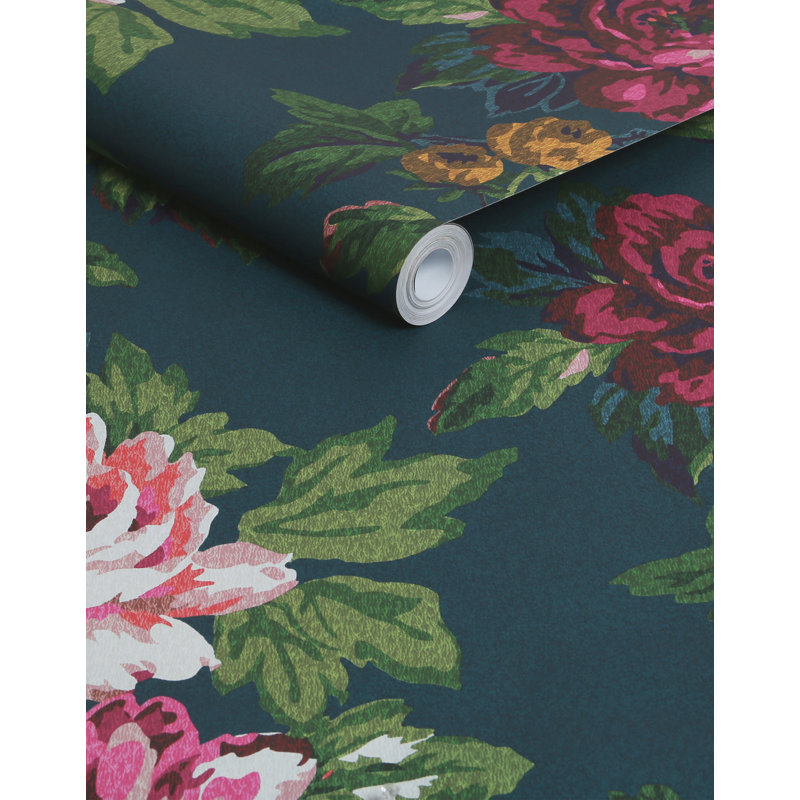 Joules Invite Floral Peacock Wallpaper
