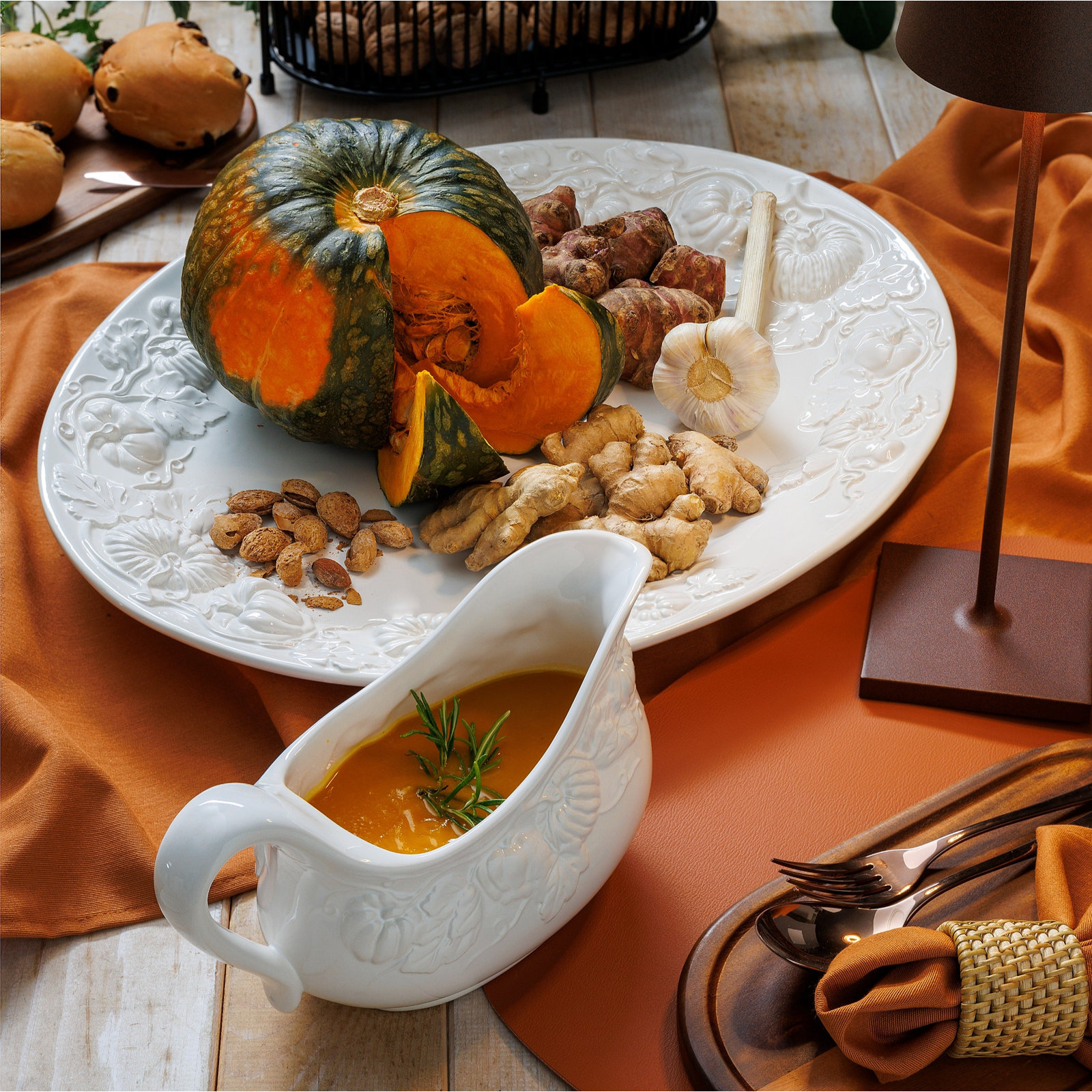 Pumpkin Leaf Ceramic Creamer Bowl