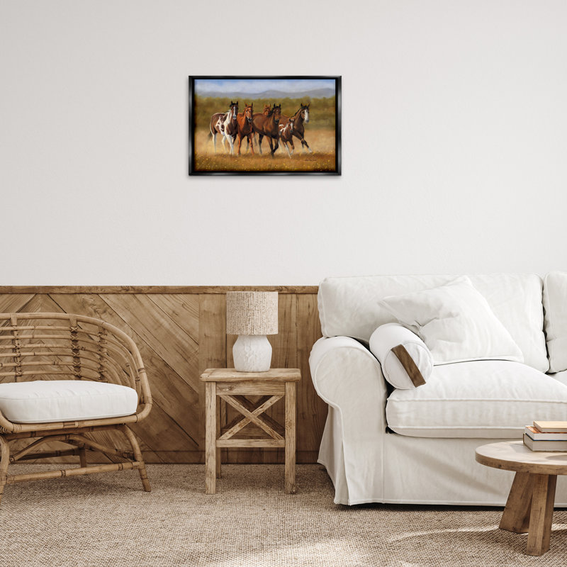 Foal's First Run Framed Floater Canvas by Victoria Schultz, 17" H x 25" W, Black